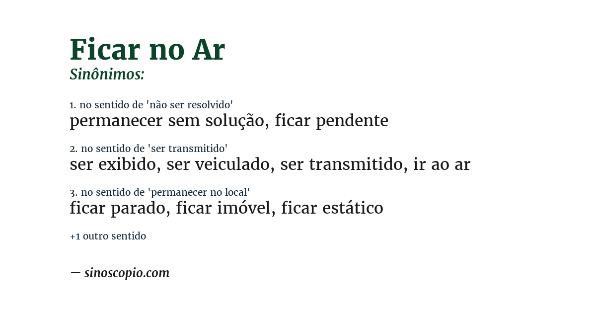 Sinônimo de ficar no ar