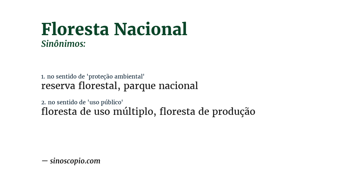 Sinônimo de floresta nacional