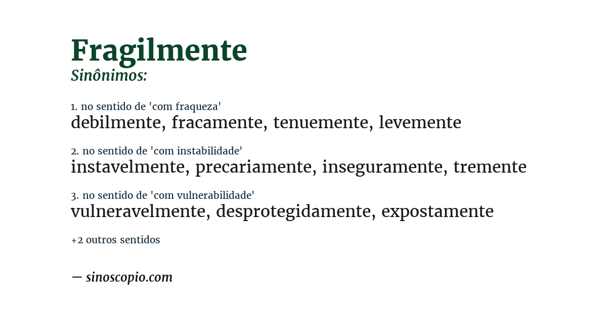 Sinônimo de fragilmente