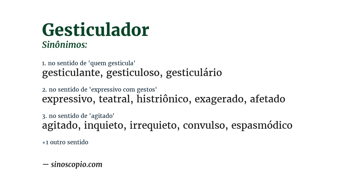 Sinônimo de gesticulador