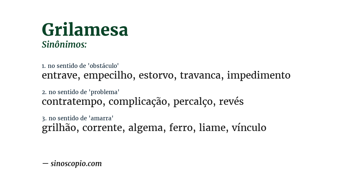 Sinônimo de grilamesa