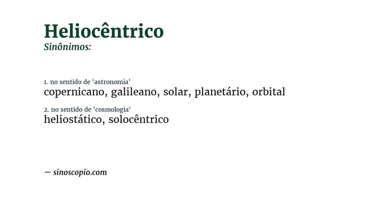 Sinônimo de heliocêntrico