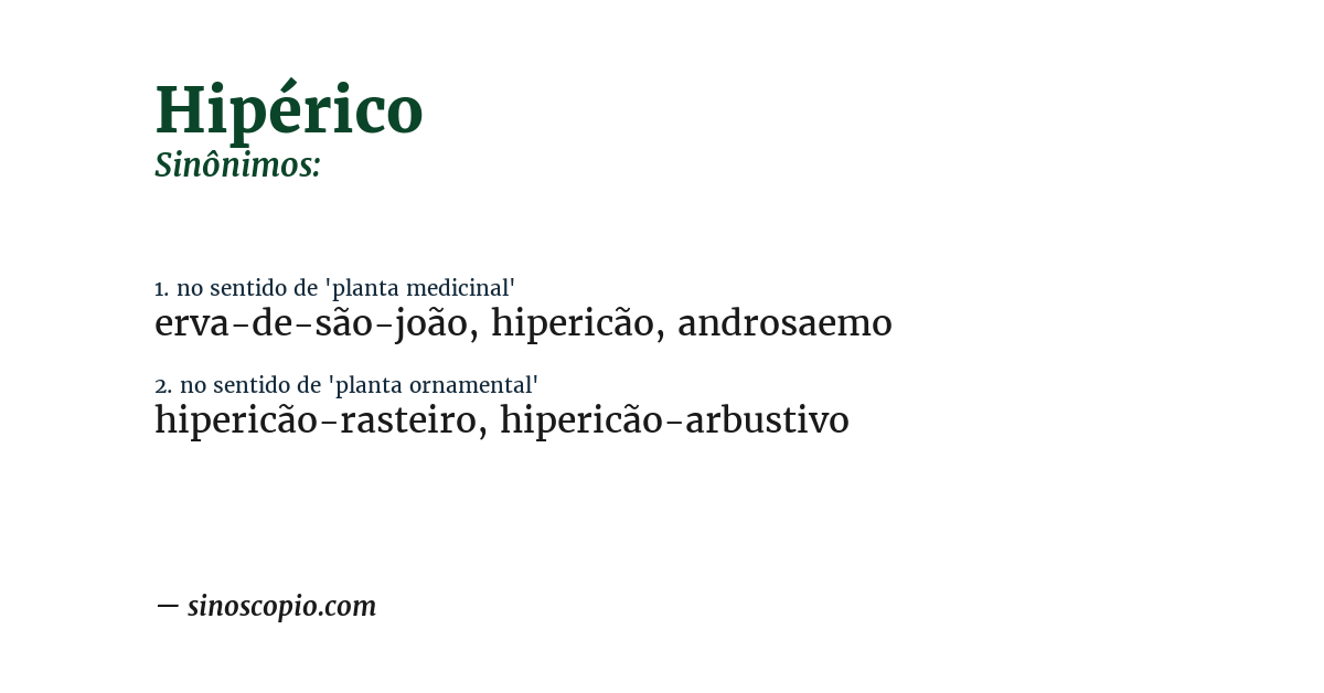 Sinônimo de hipérico
