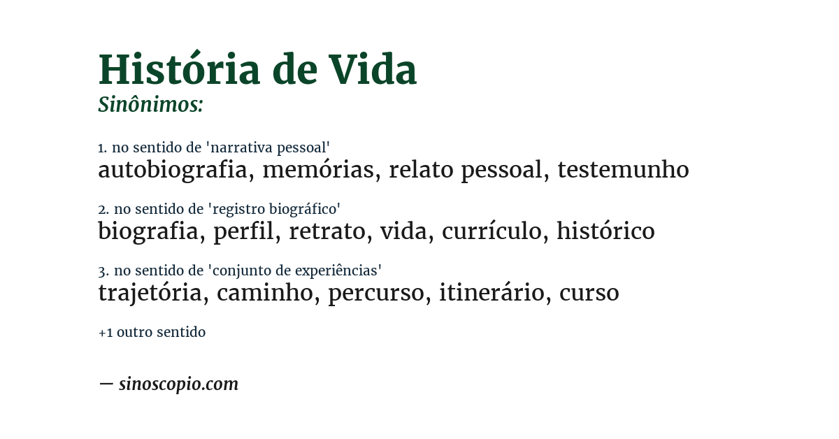 Sinônimo de história de vida