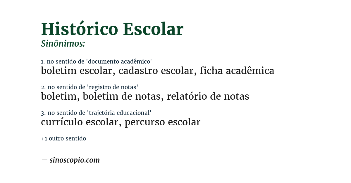 Sinônimo de histórico escolar