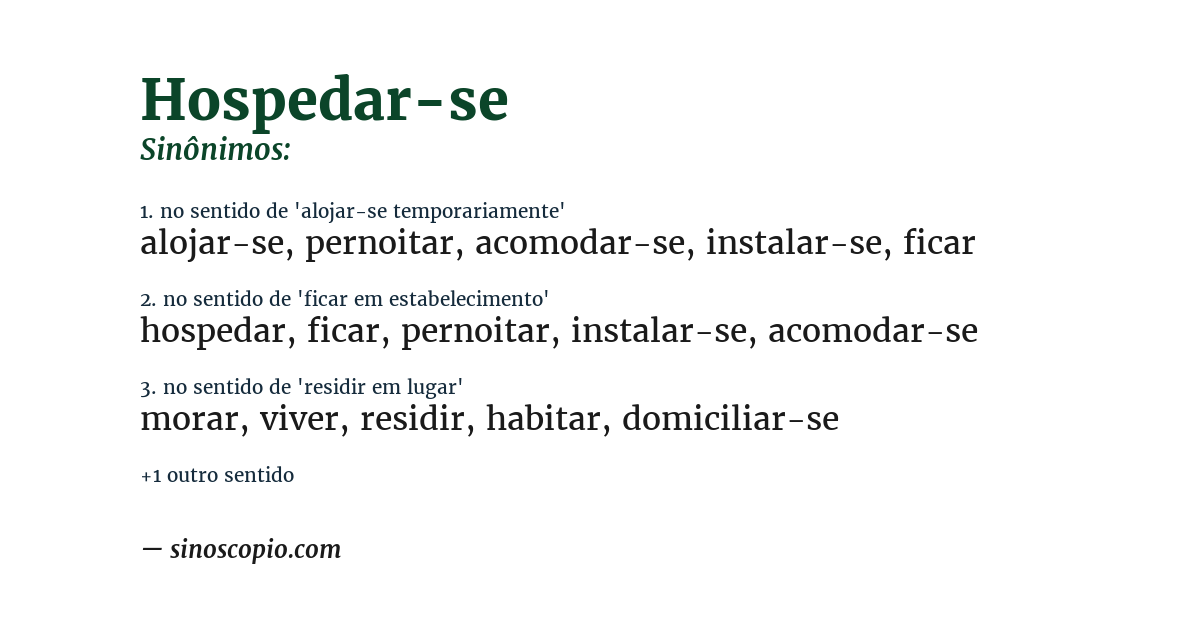 Sinônimo de hospedar-se