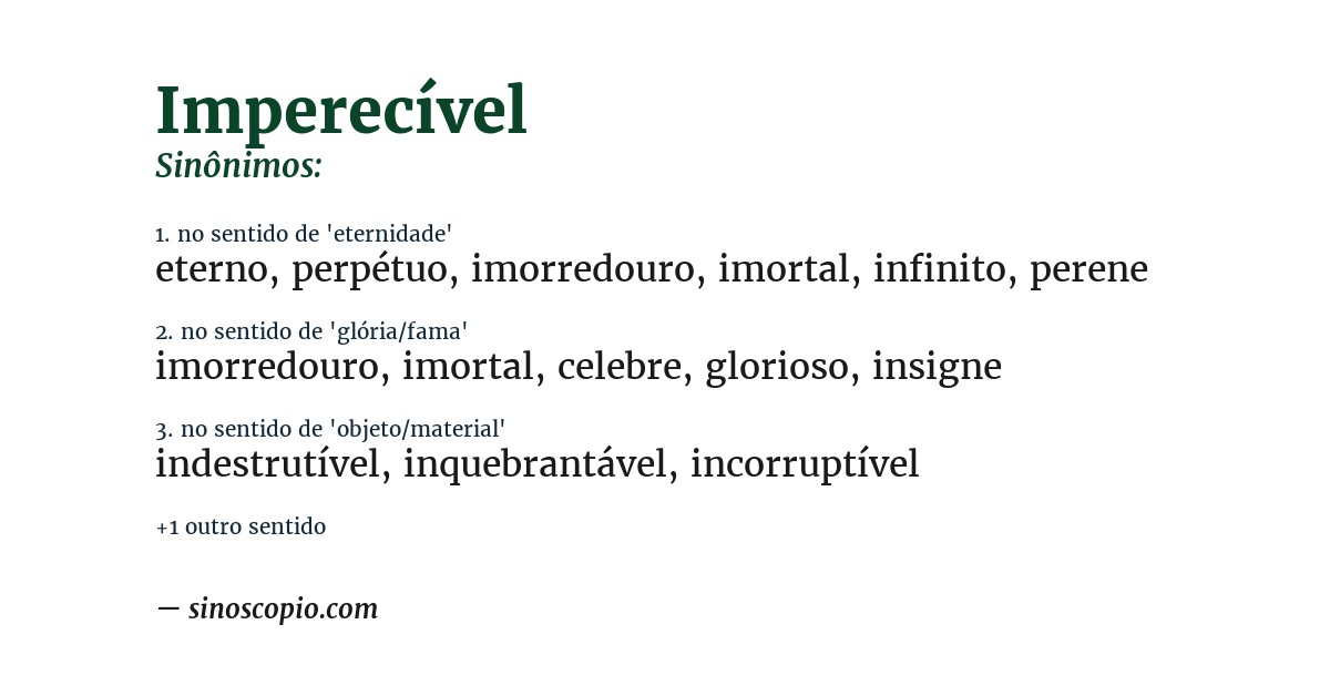 Sinônimo de imperecível