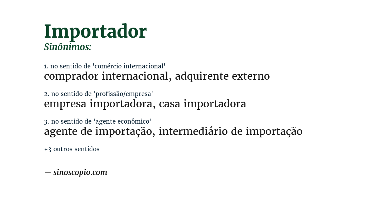 Sinônimo de importador
