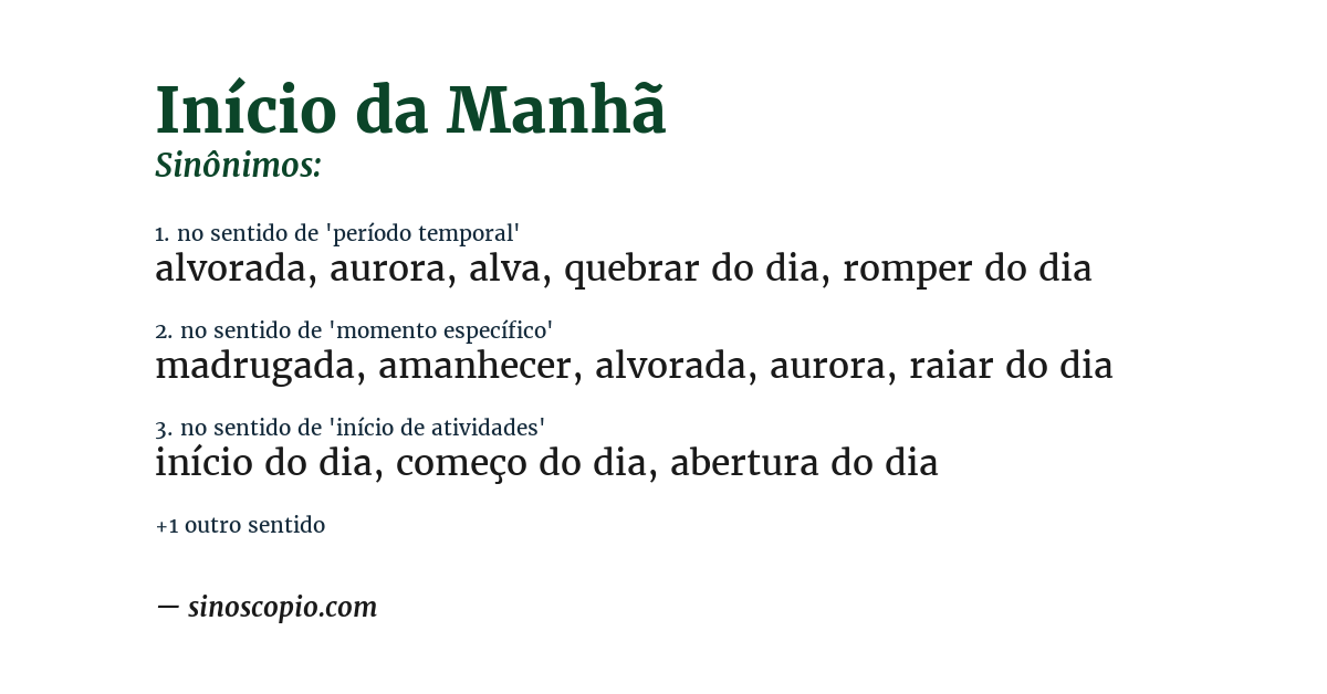 Sinônimo de início da manhã