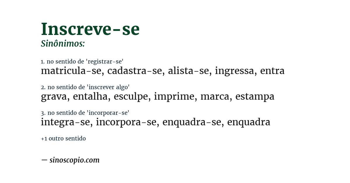 Sinônimo de inscreve-se