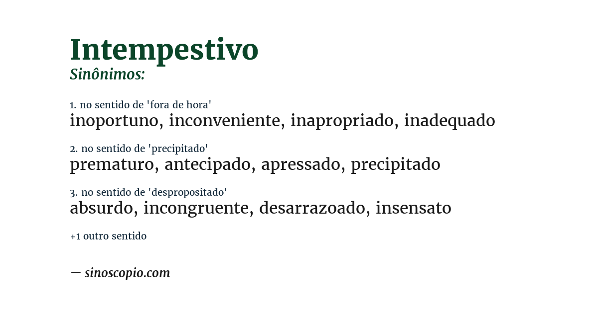 Sinônimo de intempestivo
