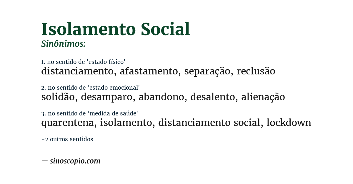 Sinônimo de isolamento social
