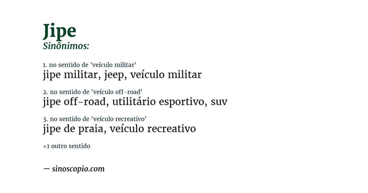 Sinônimo de jipe