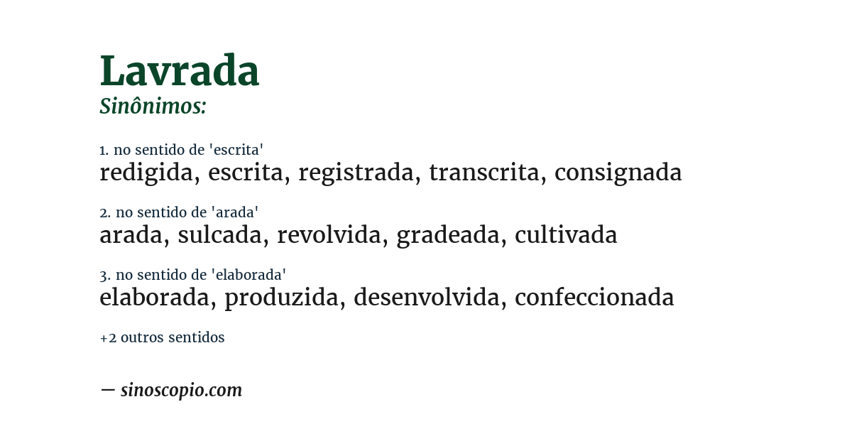 Sinônimo de lavrada