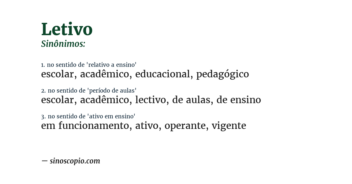 Sinônimo de letivo