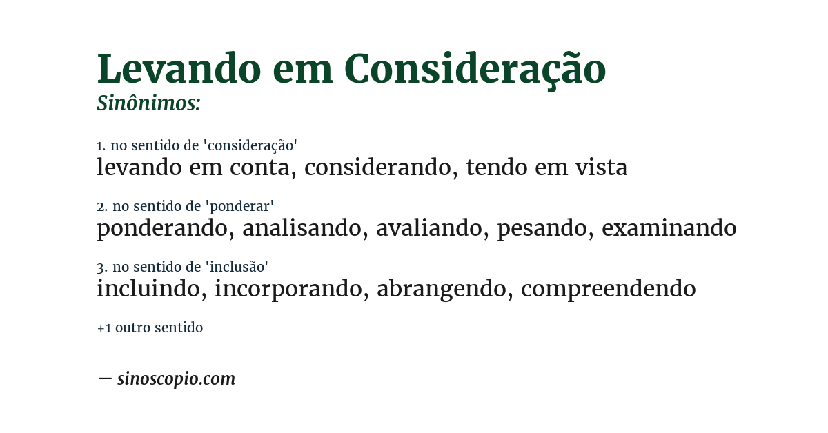 Sinônimo de levando em consideração