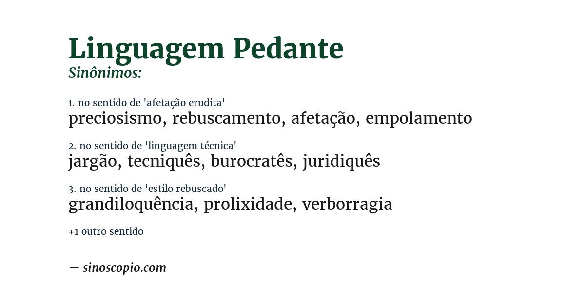 Sinônimo de linguagem pedante