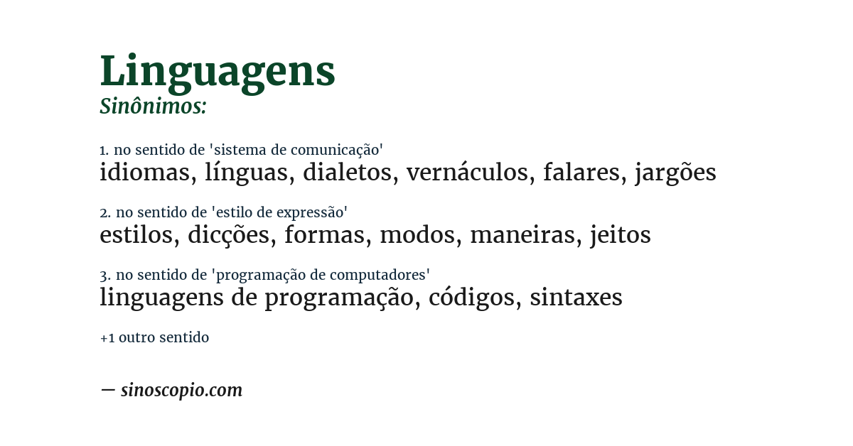 Sinônimo de linguagens
