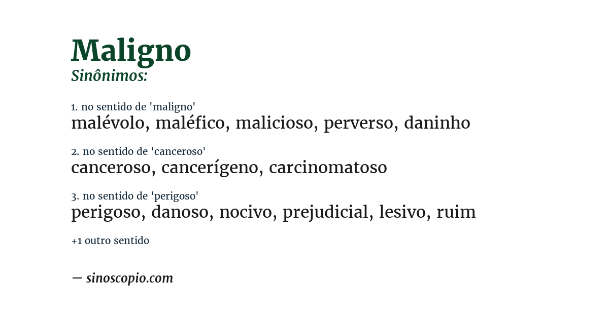 Sinônimo de maligno