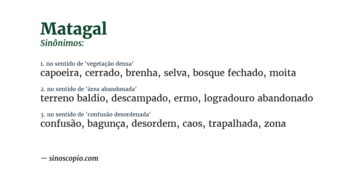 Sinônimo de matagal