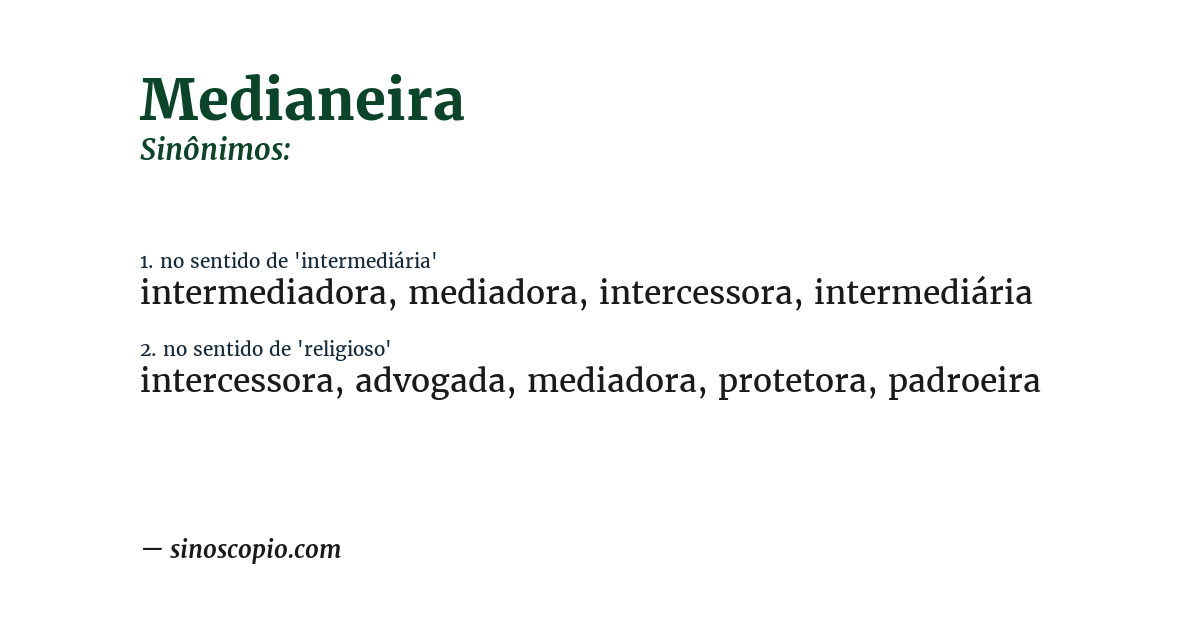 Sinônimo de medianeira