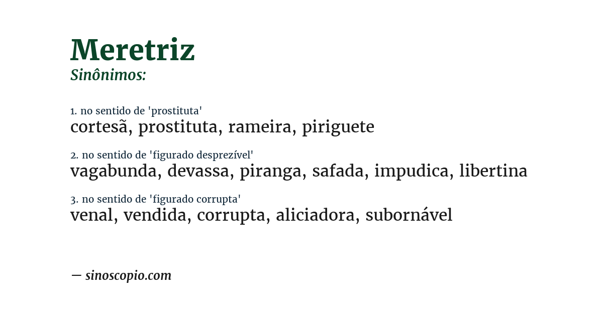 Sinônimo de meretriz