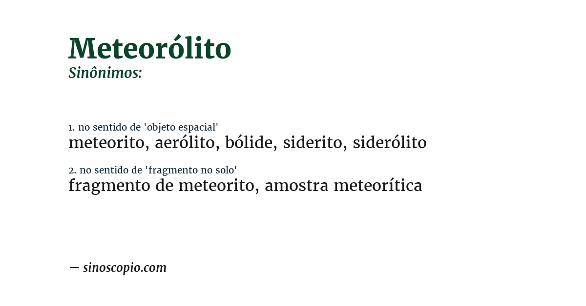Sinônimo de meteorólito