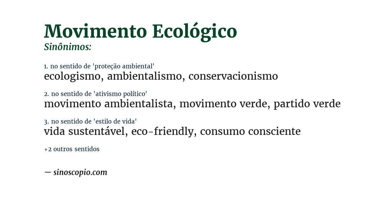 Sinônimo de movimento ecológico