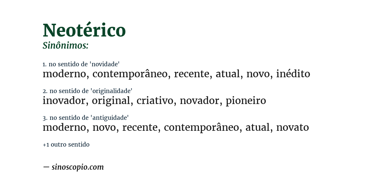 Sinônimo de neotérico