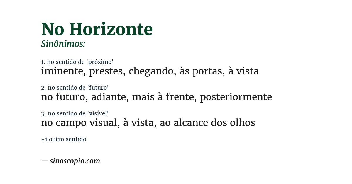 Sinônimo de no horizonte