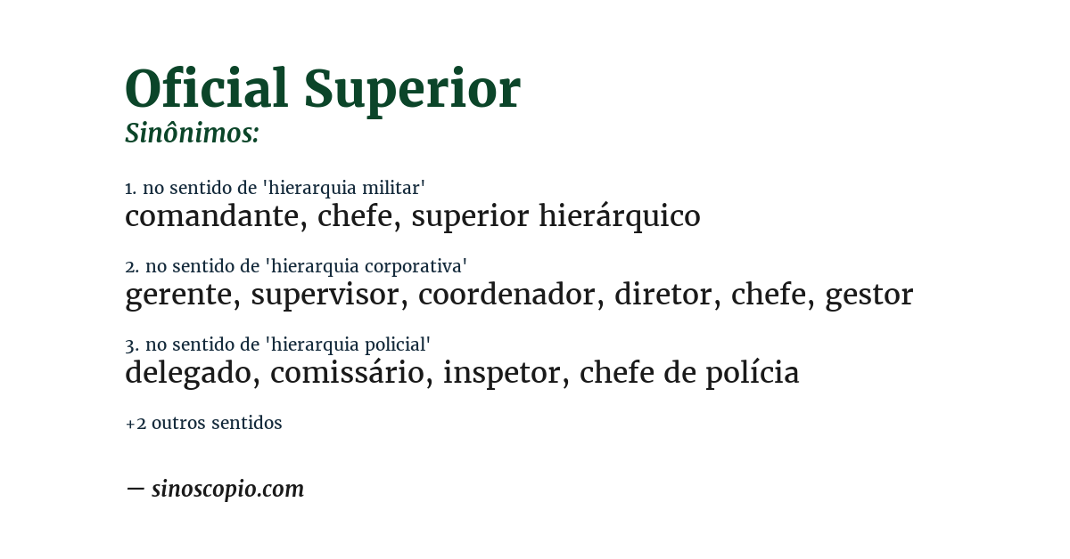 Sinônimo de oficial superior