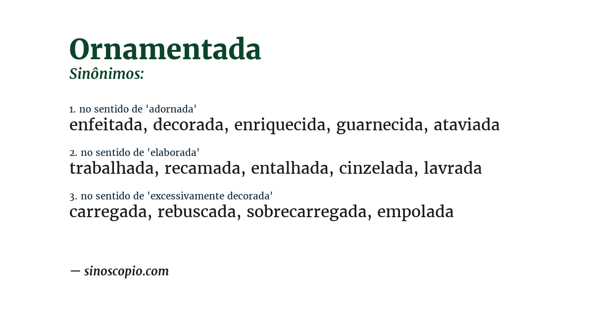 Sinônimo de ornamentada