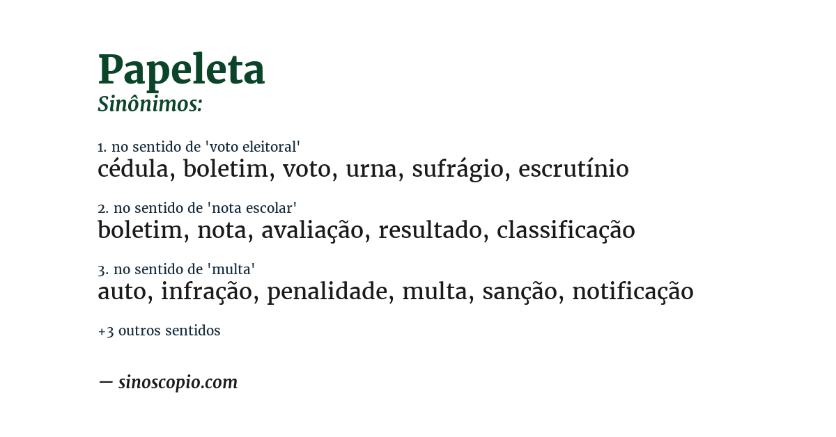 Sinônimo de papeleta