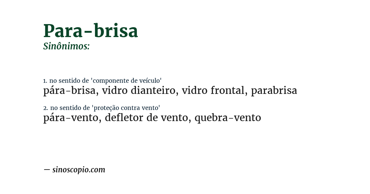 Sinônimo de para-brisa