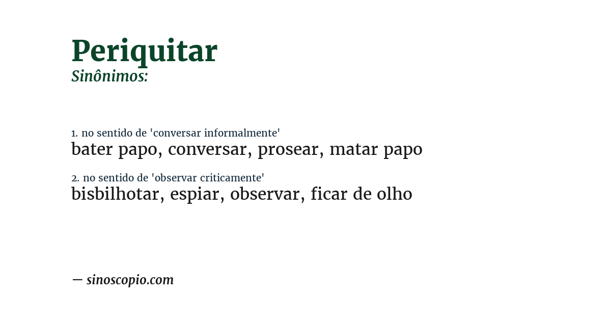 Sinônimo de periquitar