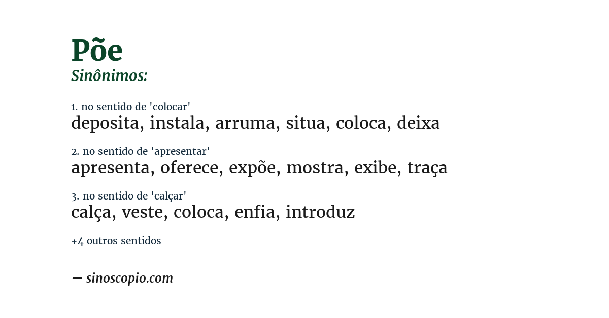 Sinônimo de põe