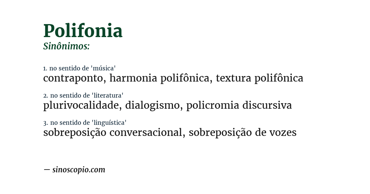 Sinônimo de polifonia