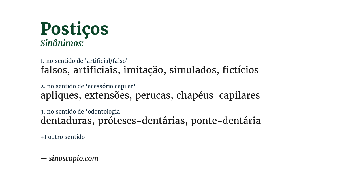 Sinônimo de postiços