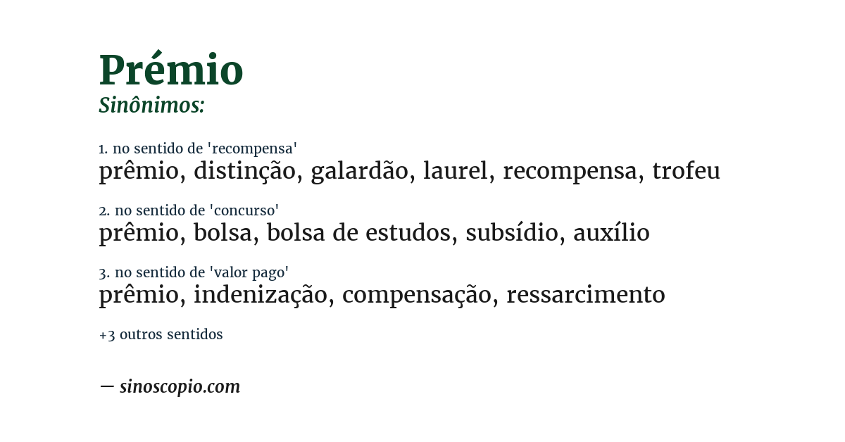 Sinônimo de prémio