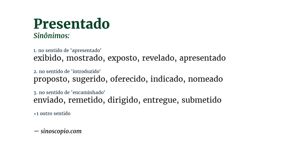 Sinônimo de presentado