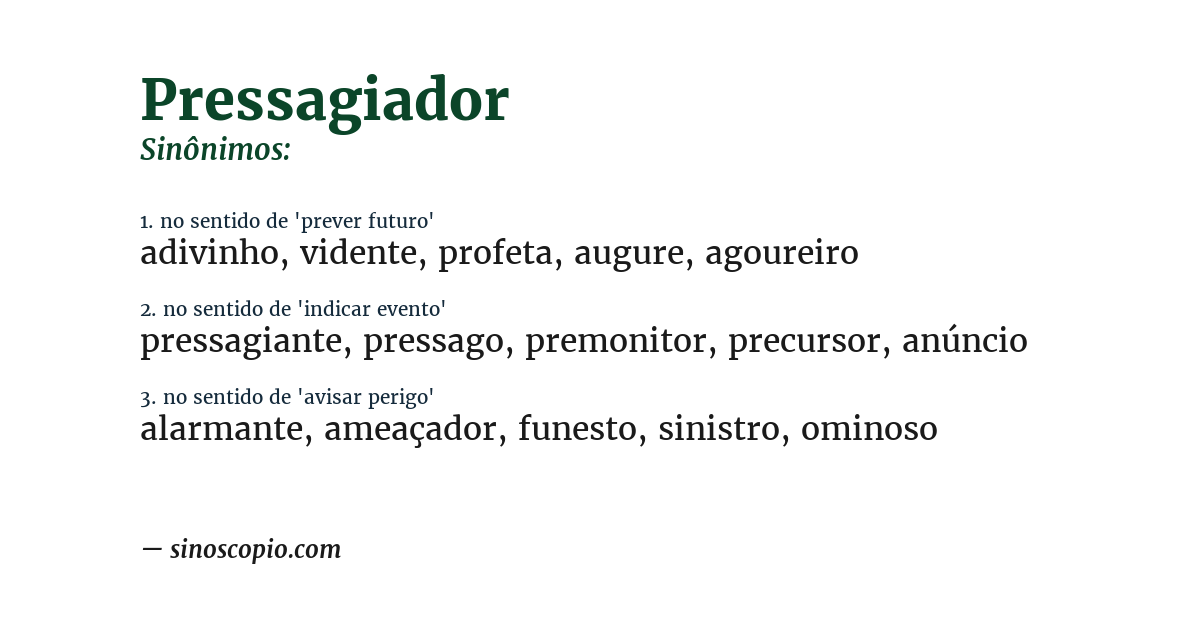 Sinônimo de pressagiador