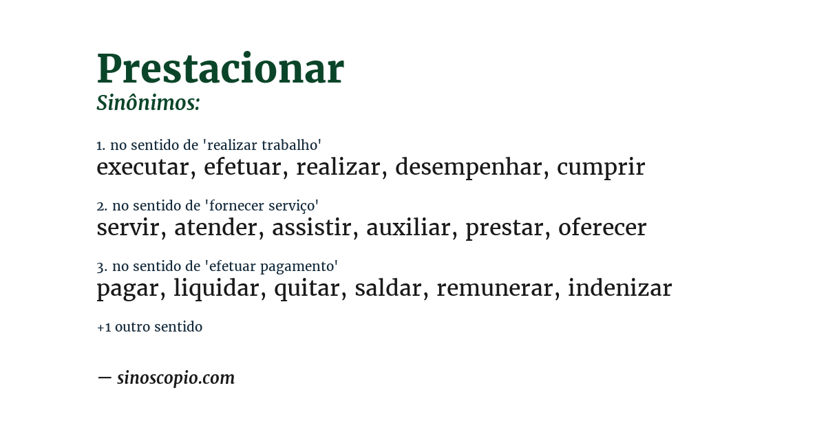 Sinônimo de prestacionar