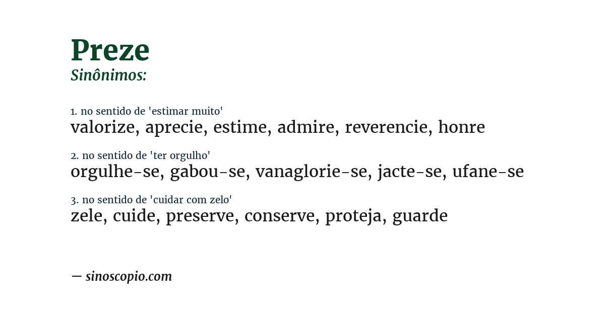 Sinônimo de preze