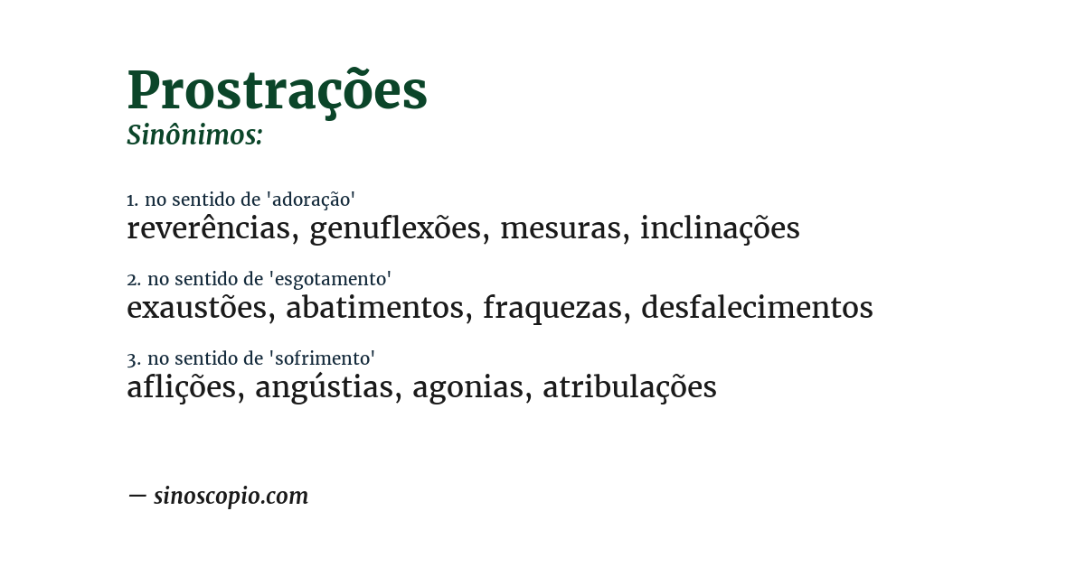 Sinônimo de prostrações