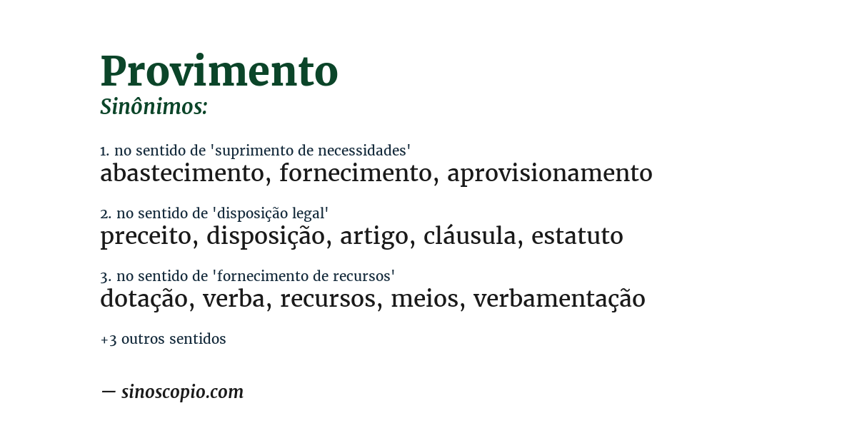 Sinônimo de provimento