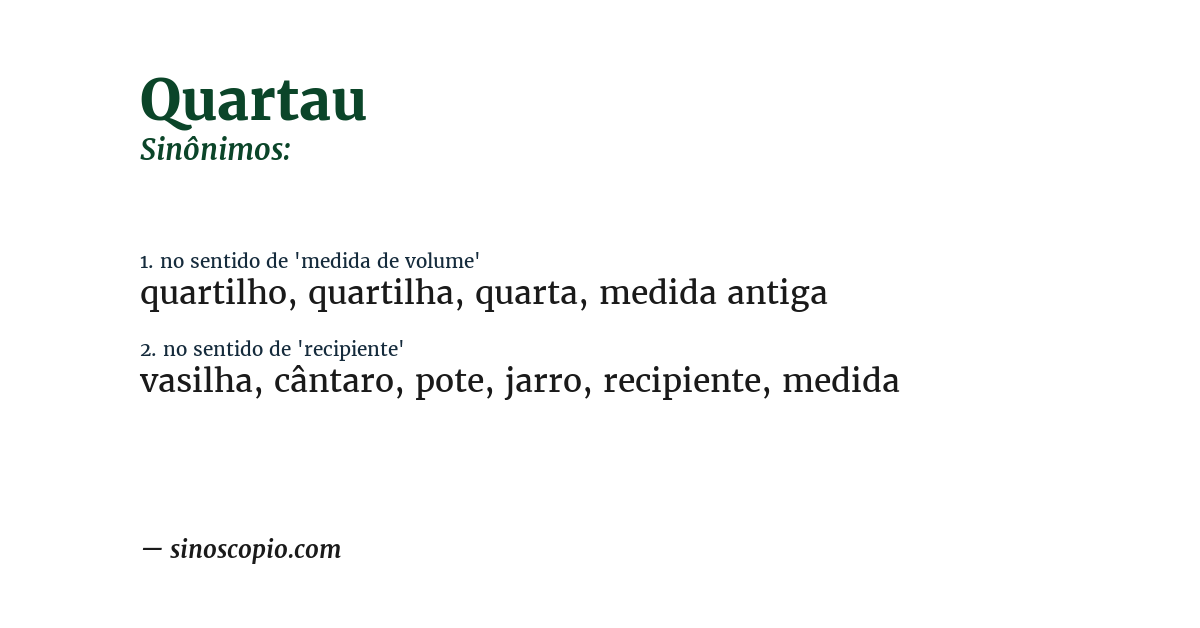 Sinônimo de quartau