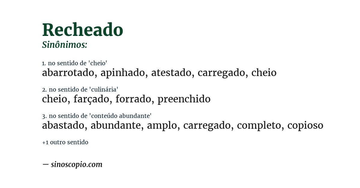 Sinônimo de recheado