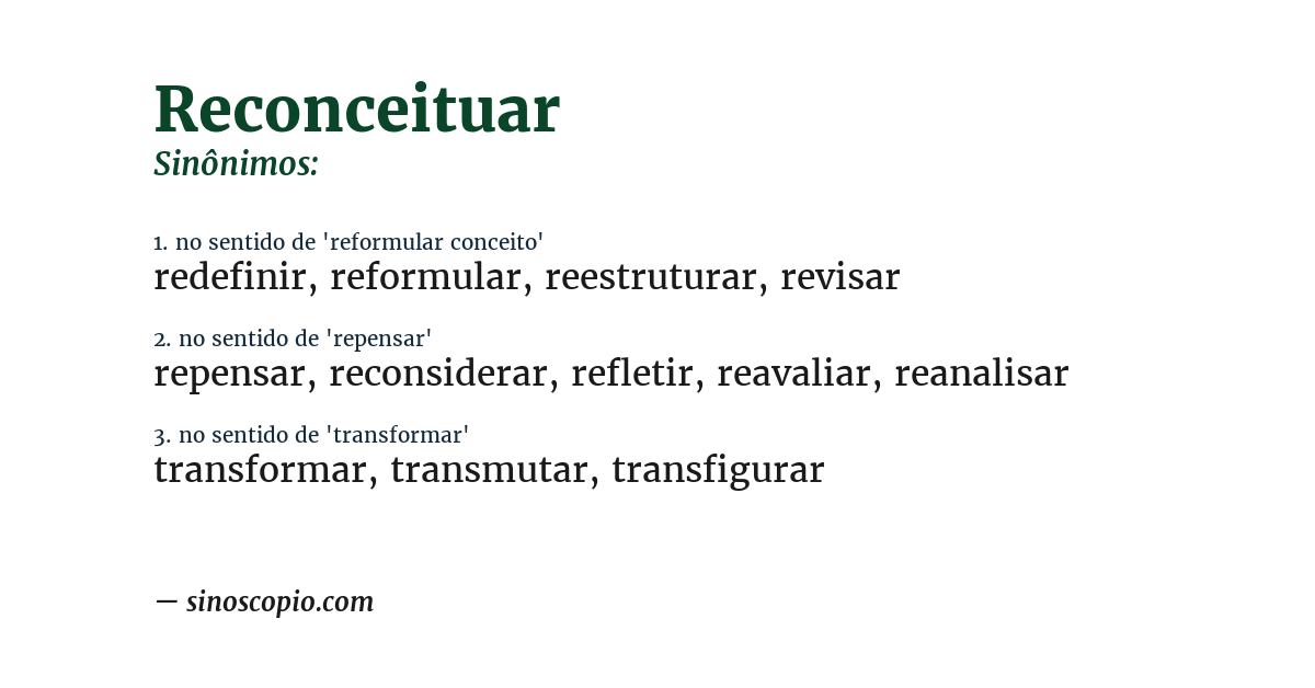 Sinônimo de reconceituar