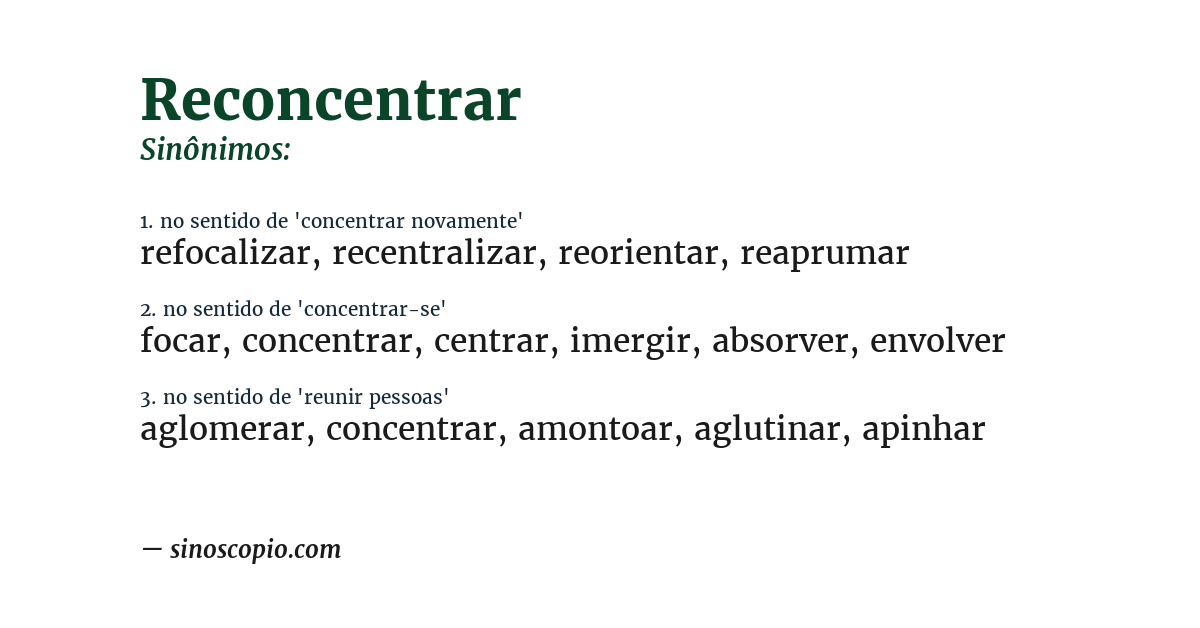 Sinônimo de reconcentrar