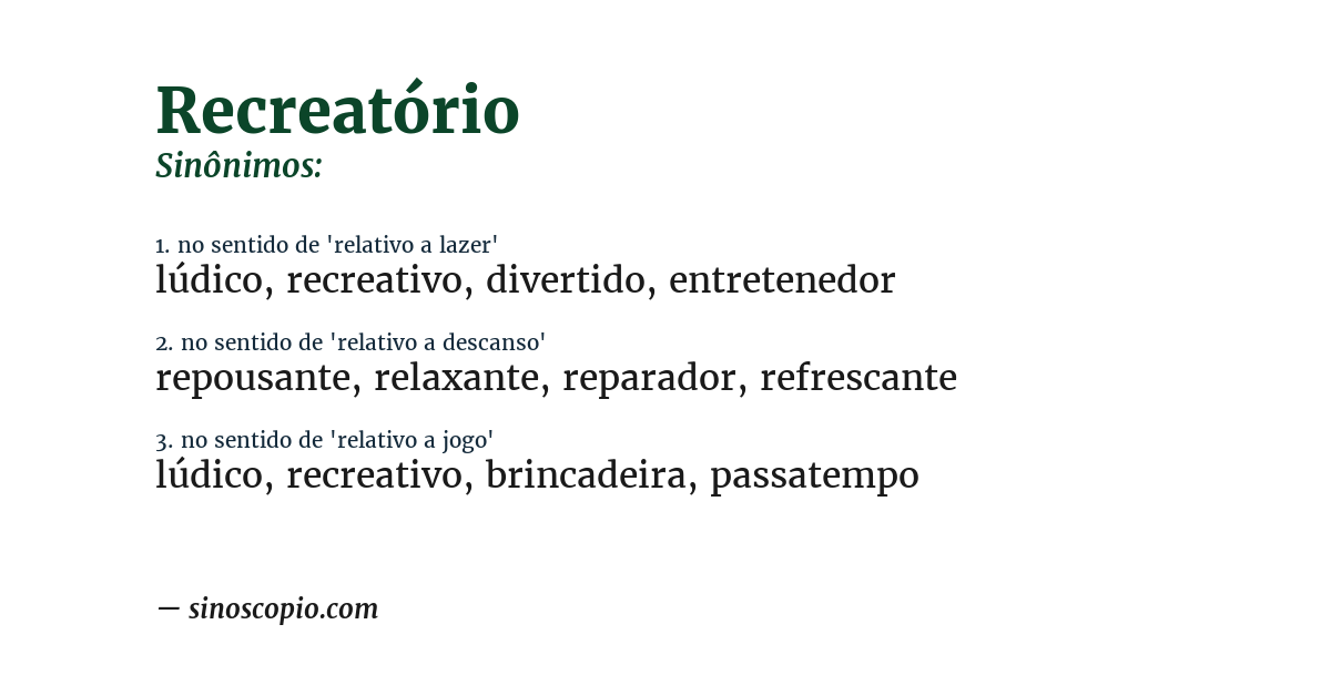 Sinônimo de recreatório